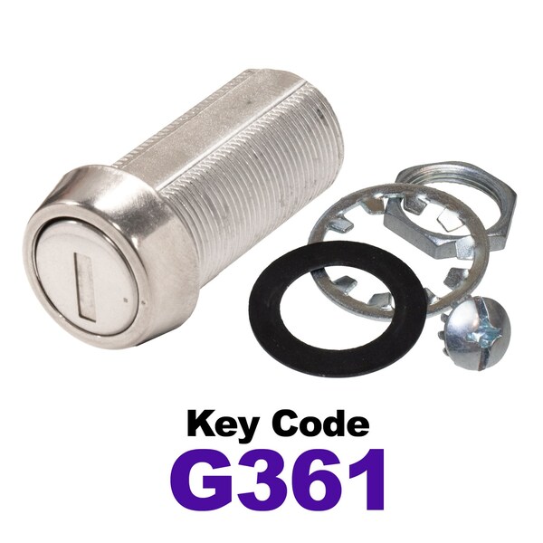 Global RV SS Compartment Lock, Cam/Blade Style, 1-3/8in Threaded Barrel, Keyed to G361, Blades not Included CLB-361-138-SS - main